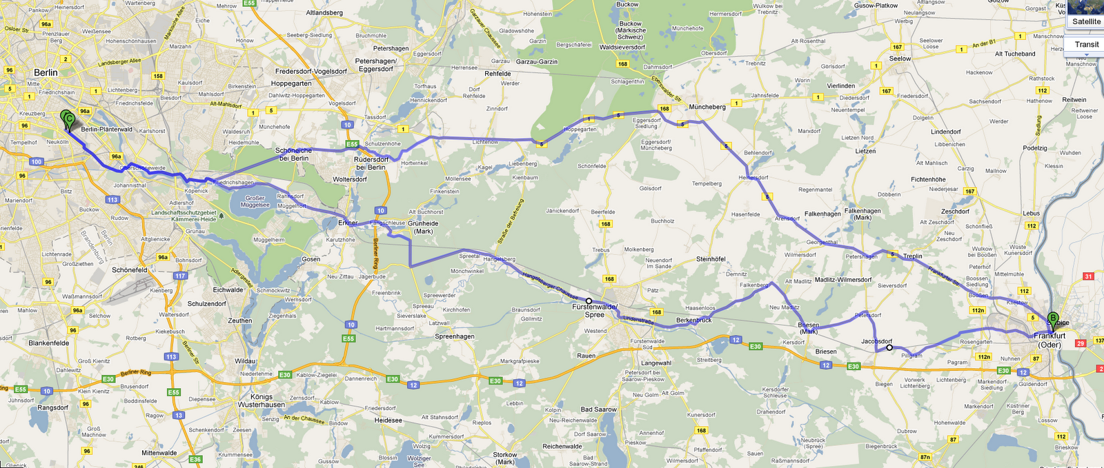 Map to Frankfurt