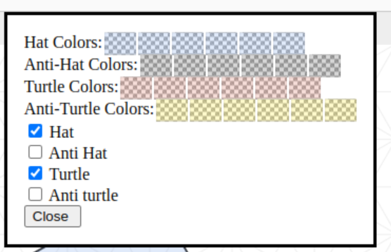select hats and turtles